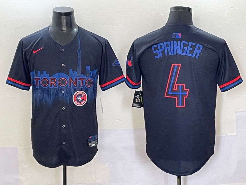 Men 2025 Toronto Blue Jays #4 Springer Black Joint Name Nike MLB Jersey style 7->toronto blue jays->MLB Jersey